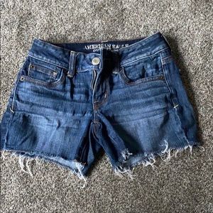 Distressed AE jean shorts